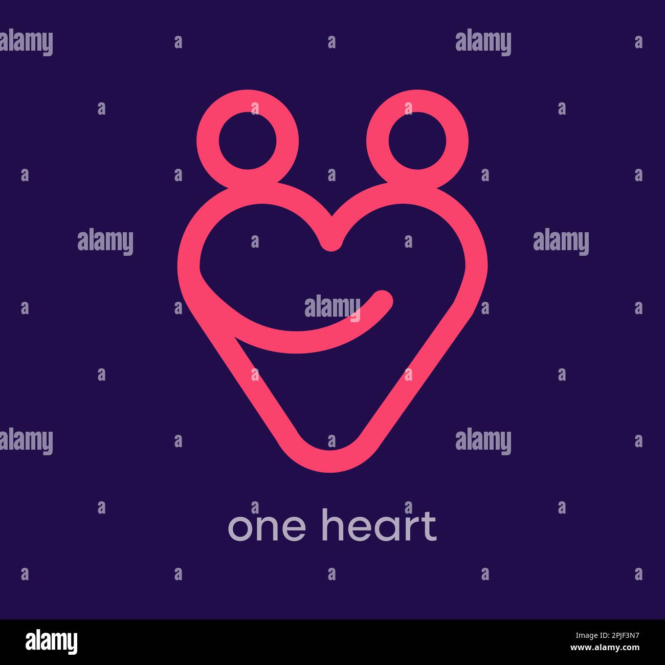 People logo in one heart. People together logo template. vector Stock ...