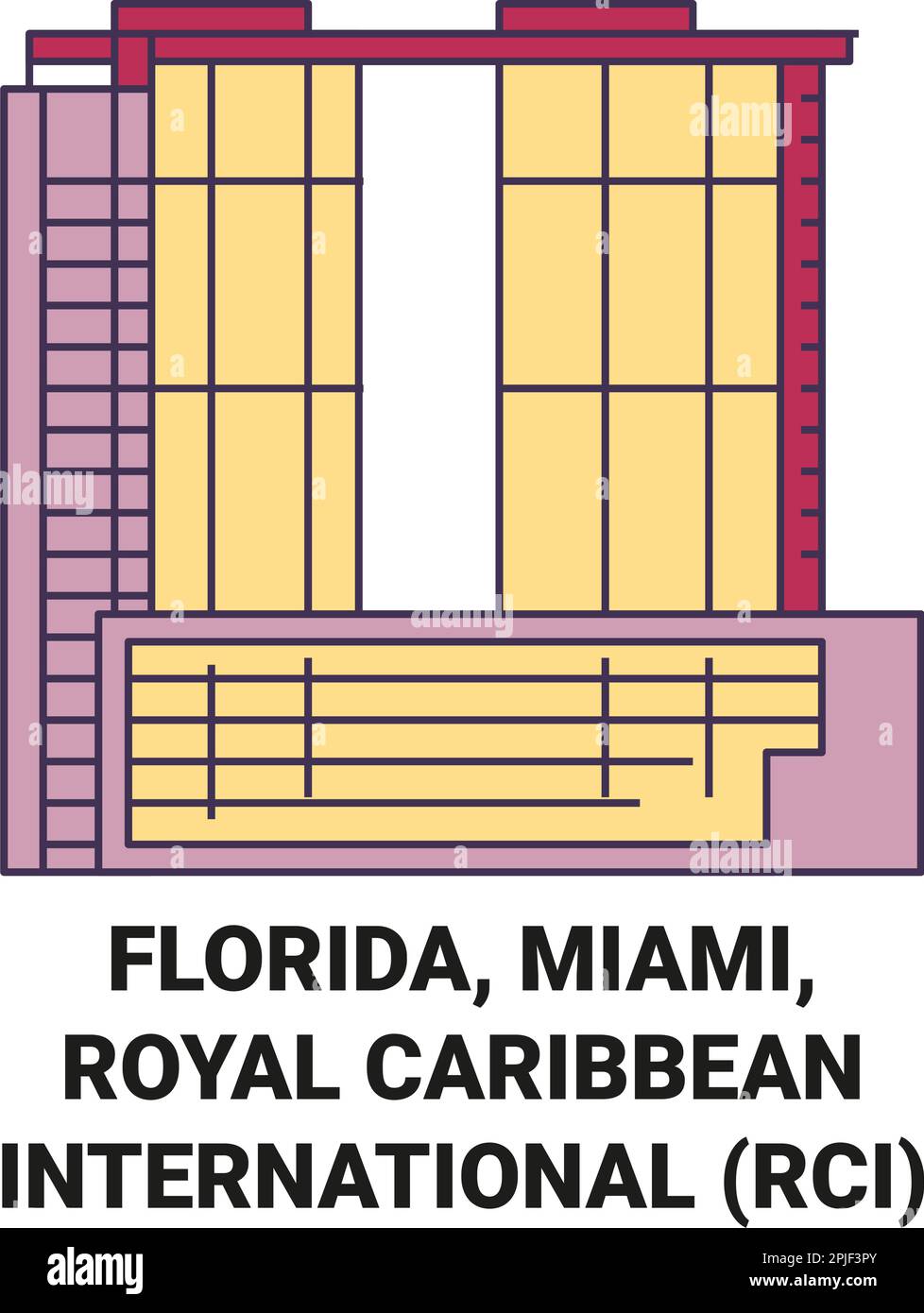 United States, Florida, Miami, Royal Caribbean International Rci travel landmark vector illustration Stock Vector
