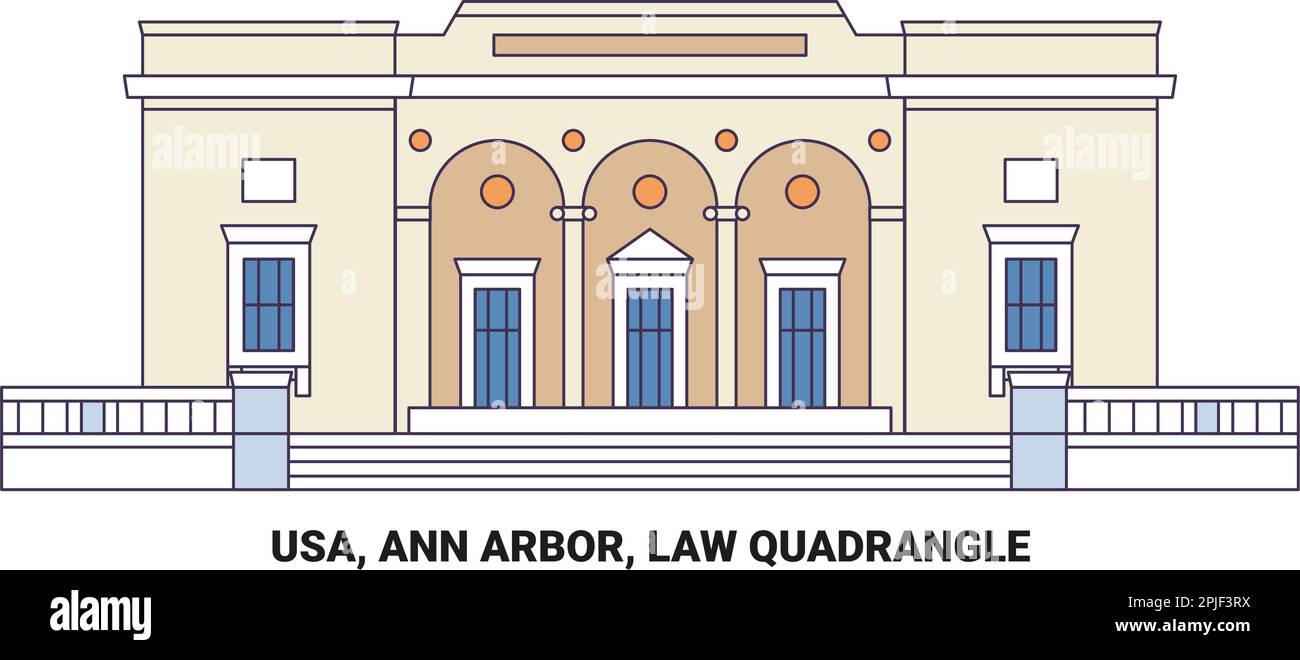 Usa, Ann Arbor, Law Quadrangle, travel landmark vector illustration Stock Vector