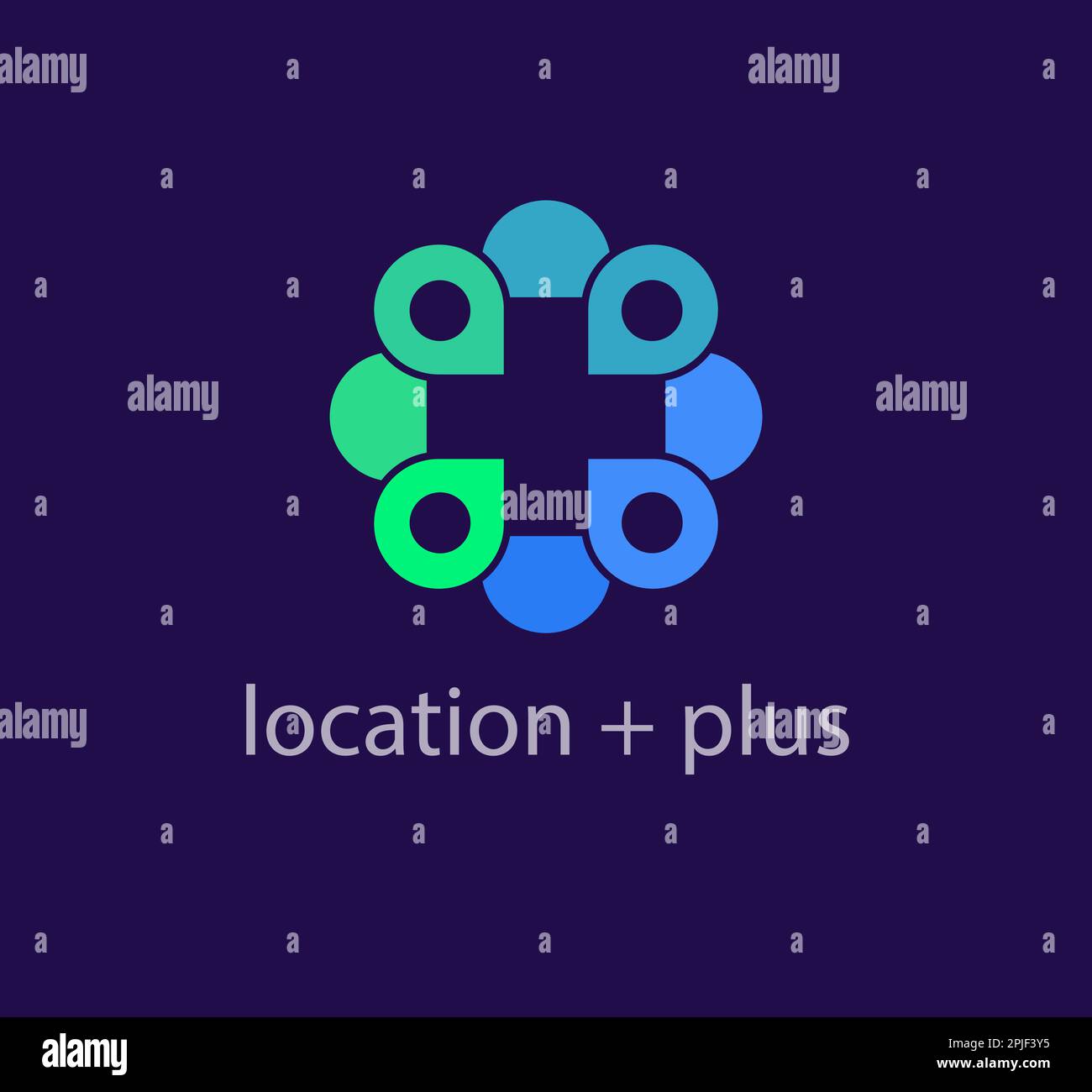 Health plus and location loop logo. Unique color transitions. Location and plus logo template. vector Stock Vector
