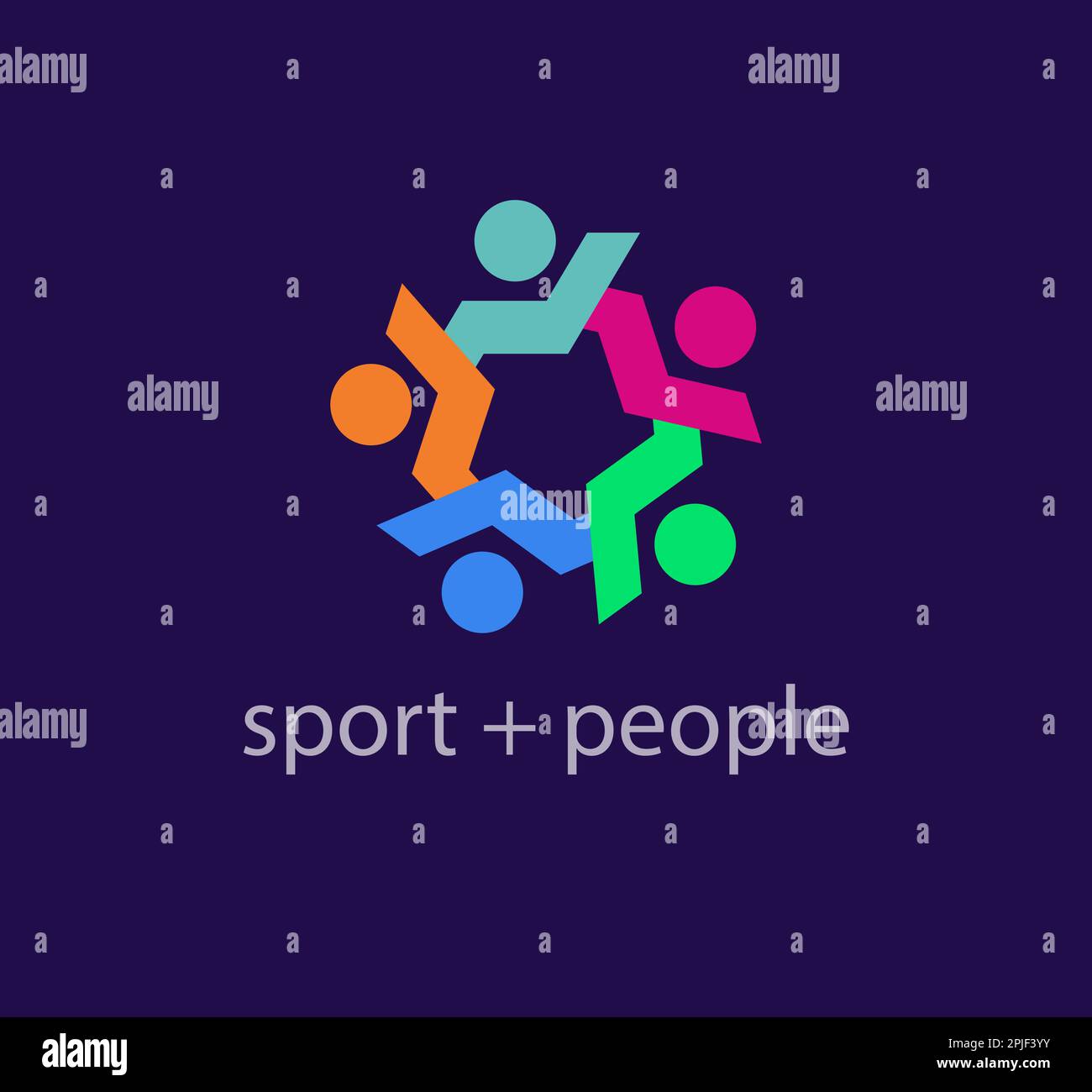 Sport team and people and running logo. Unique color transitions. People doing sports logo