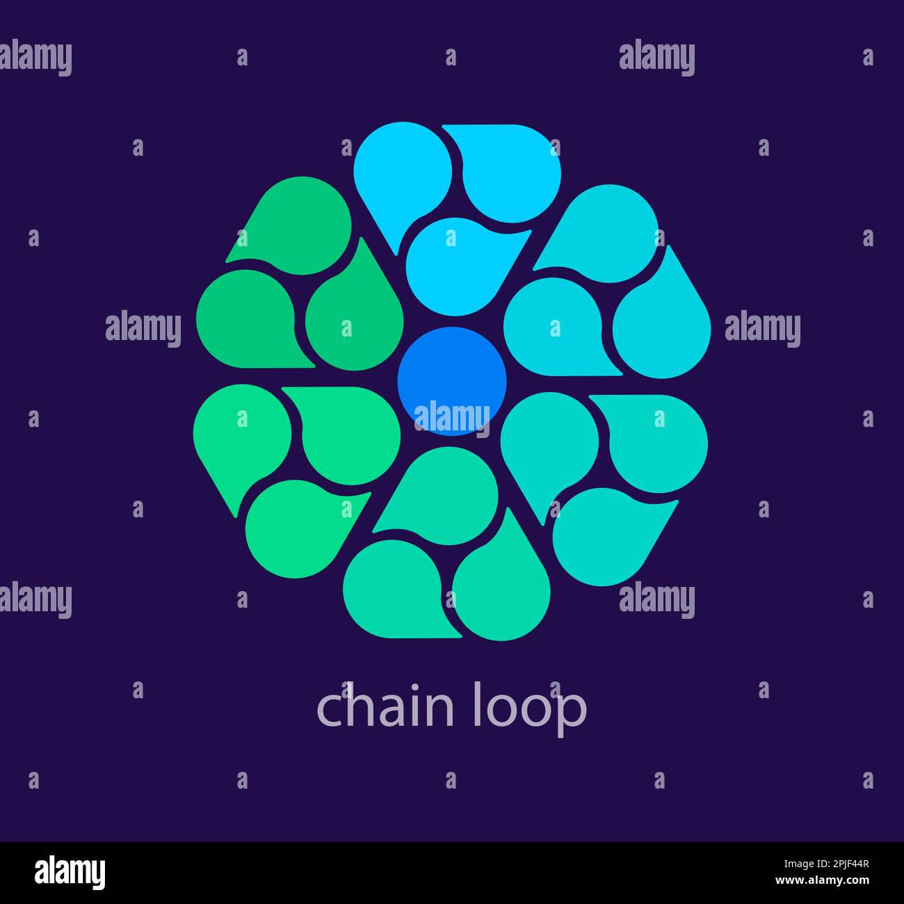 Modern virtual chain cycle logo. Unique color transitions. Virtual cryptocurrency logo template. vector. Stock Vector
