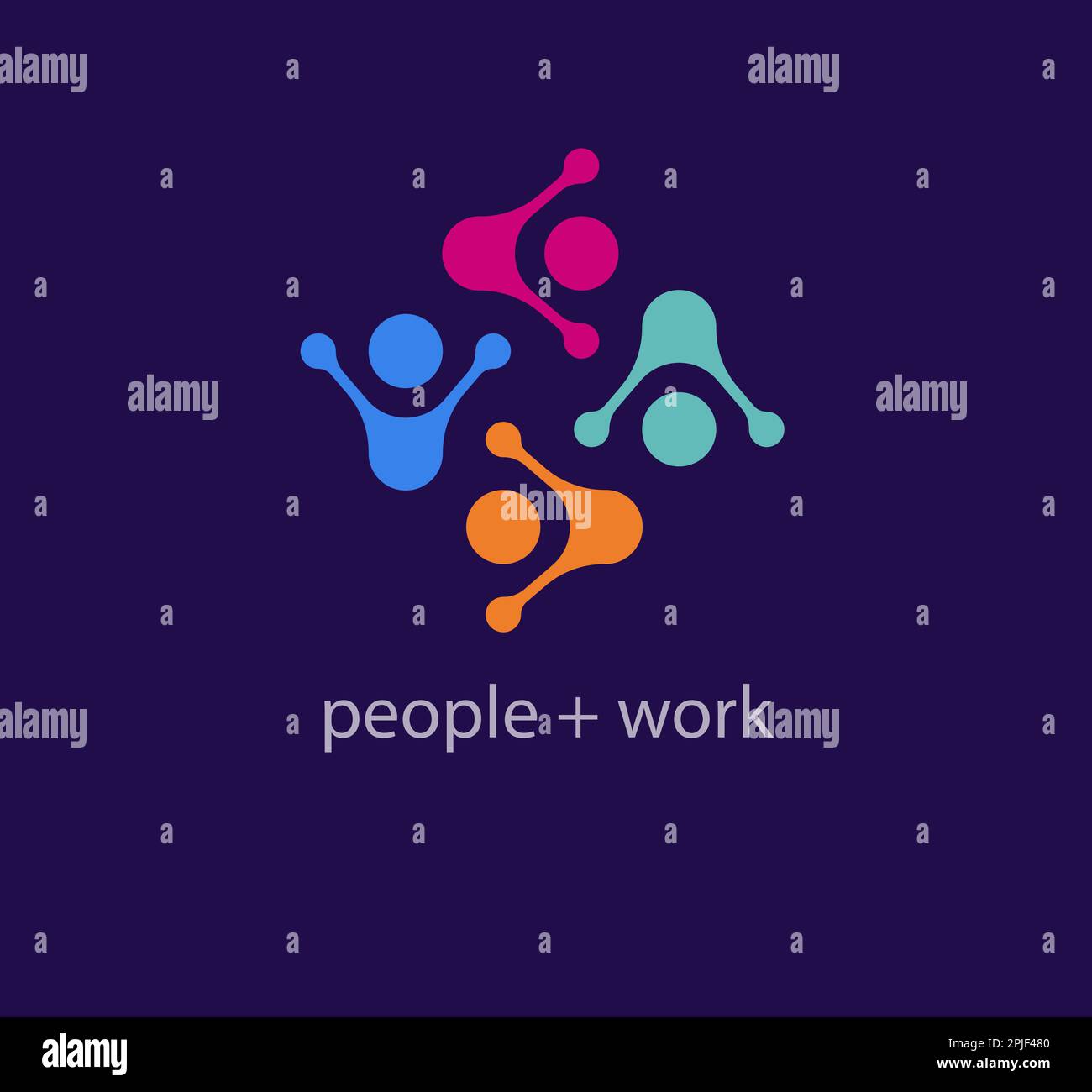 Unique circular people work logo. Modern color transitions. Solidarity