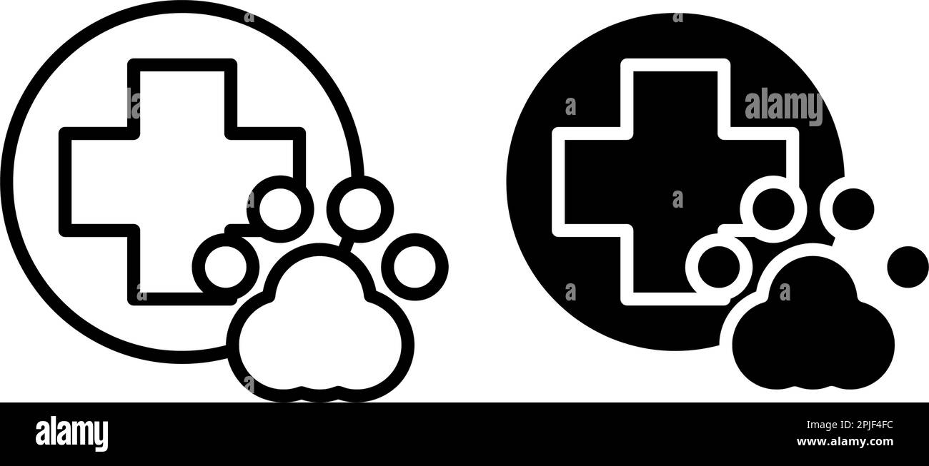 Animal health and paw print in the round logo. Flat and linear ready