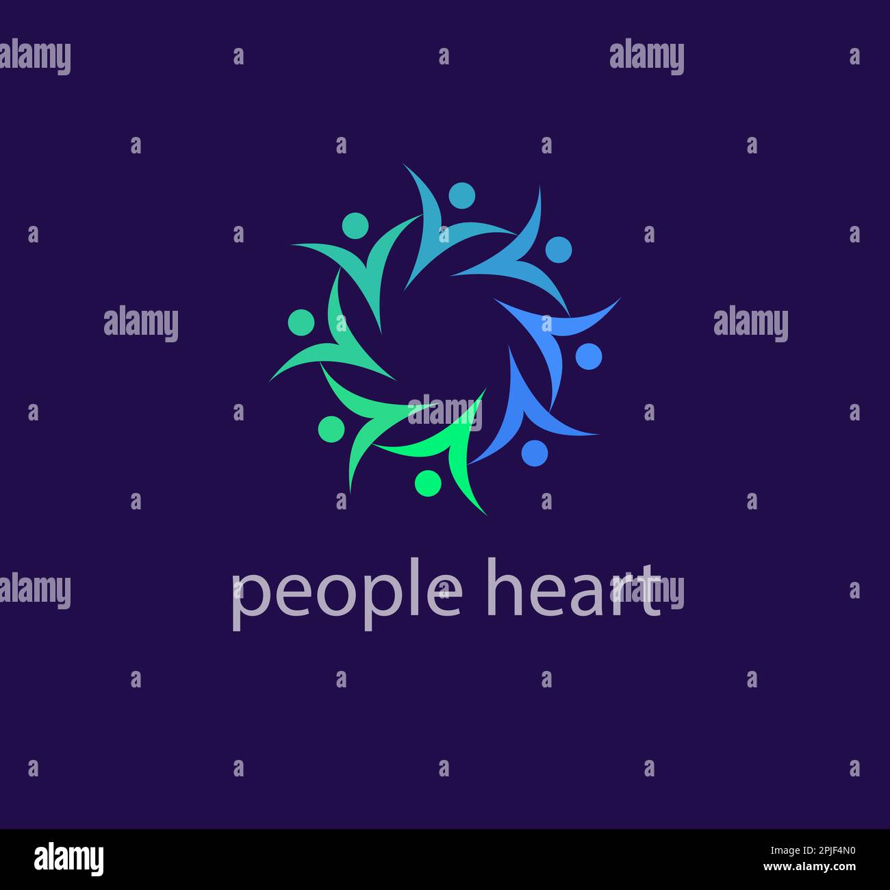 Idea of teamwork from heart and solidarity from people logo. Unique color transitions. people logo template. vector. Stock Vector