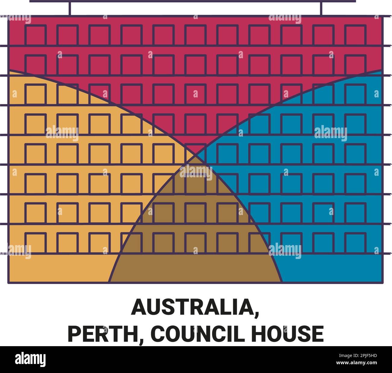 Australia, Perth, Council House travel landmark vector illustration Stock Vector