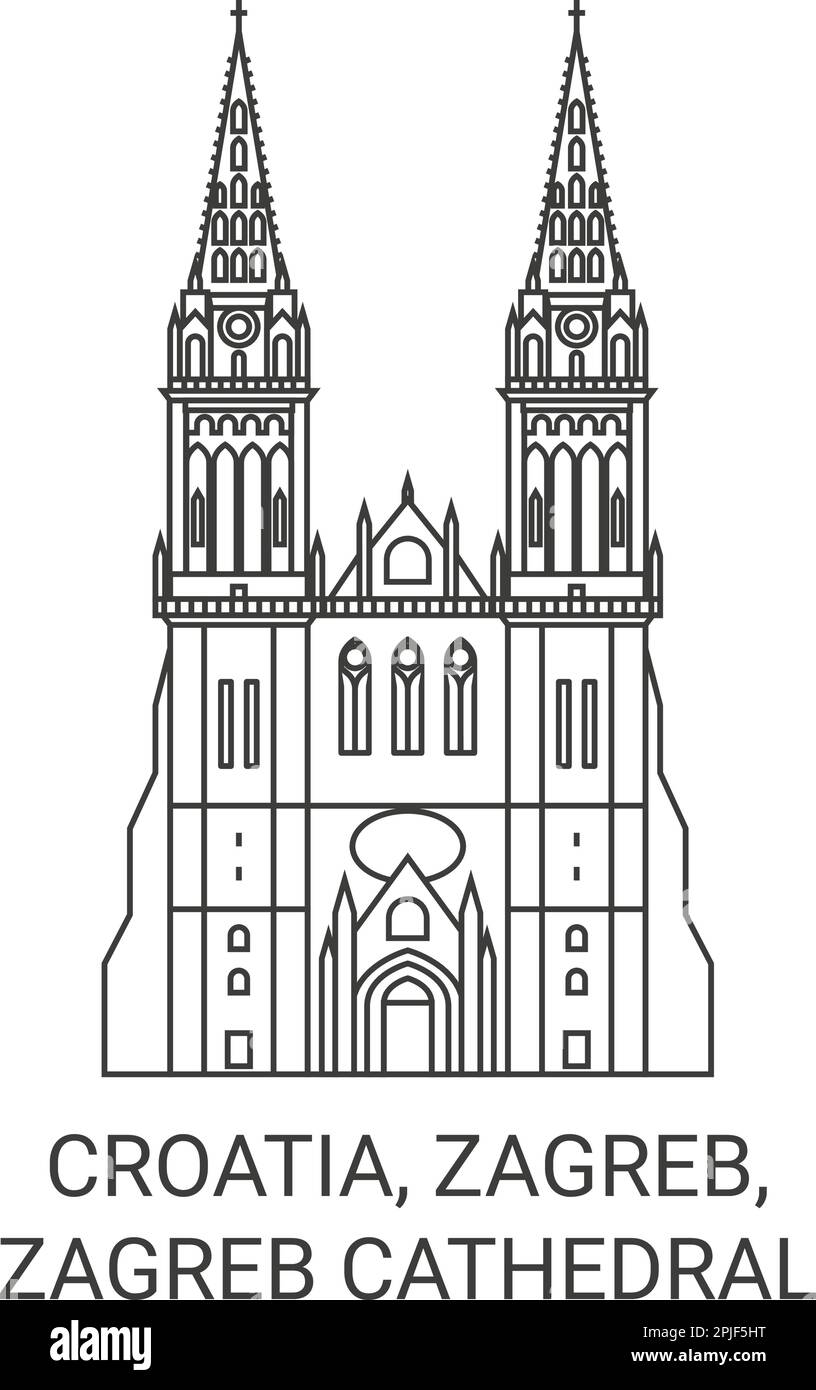 Croatia, Zagreb, Zagreb Cathedral travel landmark vector illustration