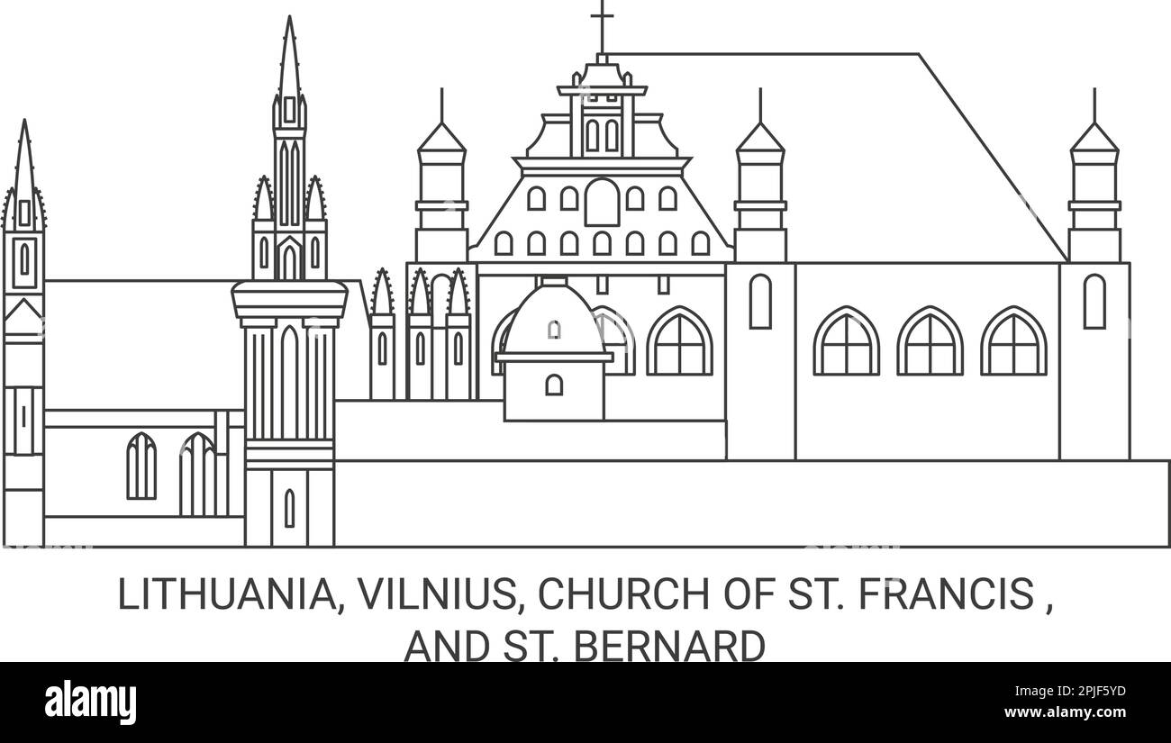Lithuania, Vilnius, Church Of St. Francis , And St. Bernard travel landmark vector illustration Stock Vector