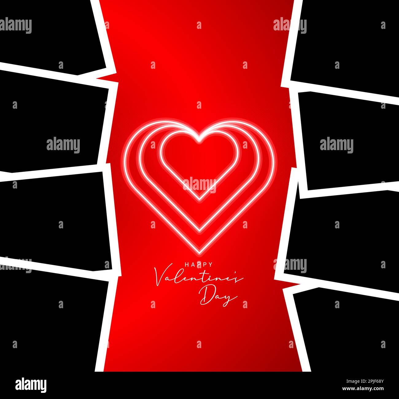 Happy Valentine's day ready modern design template. Intertwined hearts. Empty photo space. 14 February Valentine's day collage. Stock Vector