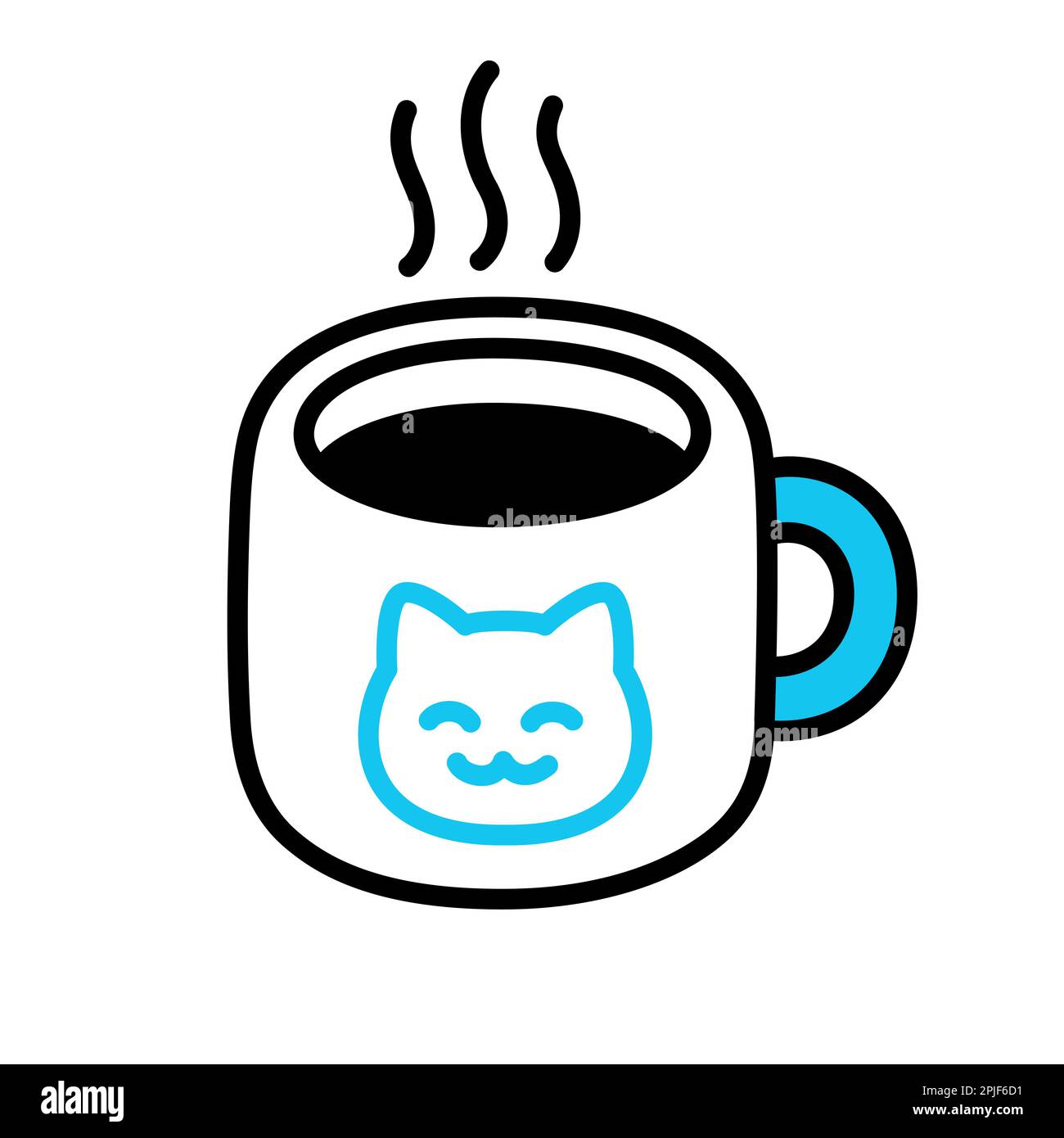 Cute Cat Working On Laptop With Coffee Cup Cartoon Vector Icon