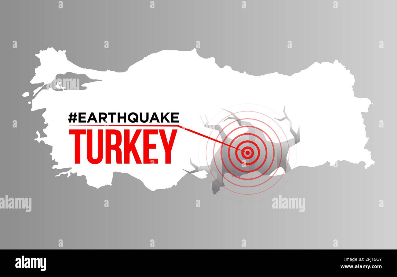 Turkey earthquake. Major earthquakes in eastern Turkey on February 6, 2023. Stock Vector