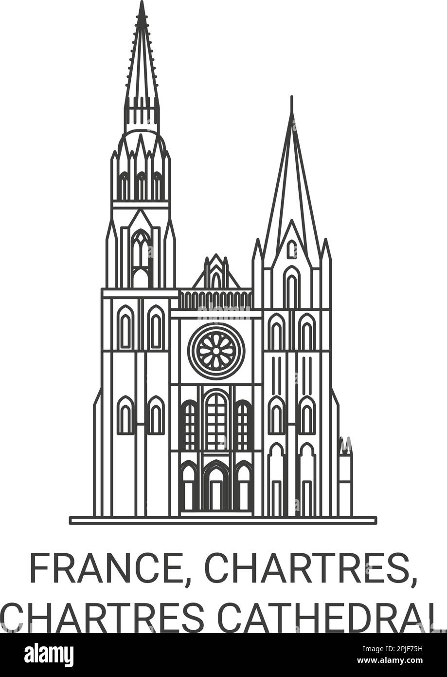 France, Chartres, Chartres Cathedral travel landmark vector