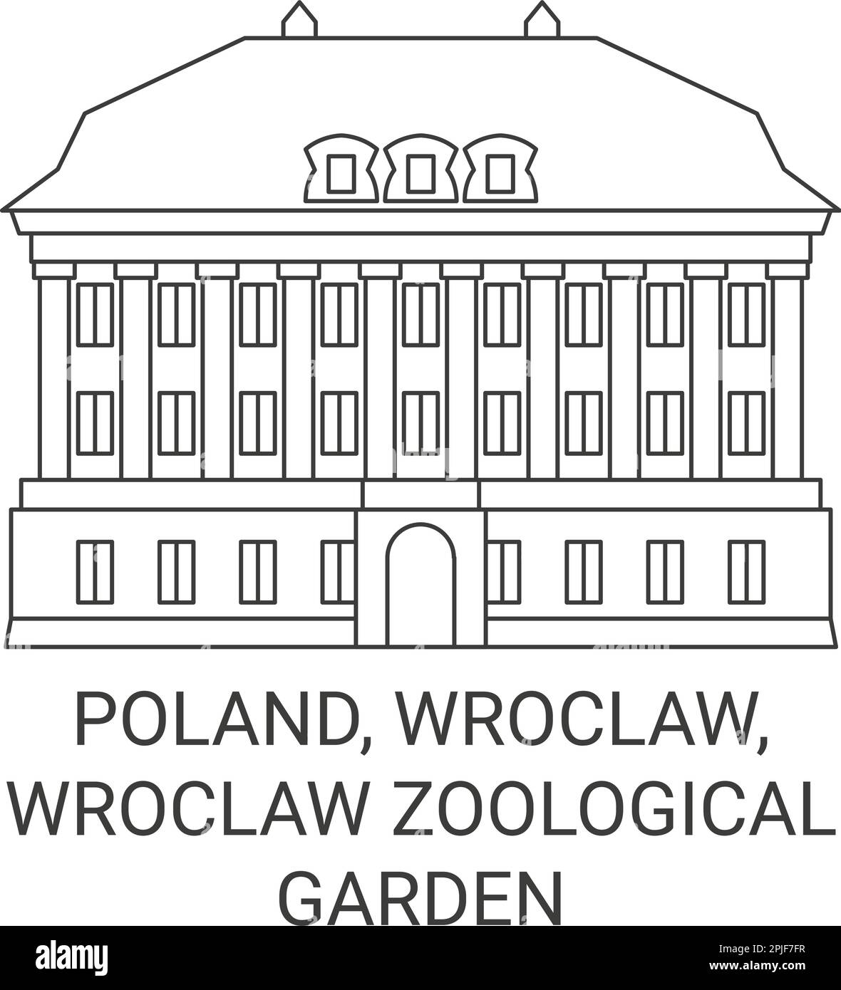 Poland, Wroclaw, Wrocaw Zoological Garden travel landmark vector illustration Stock Vector