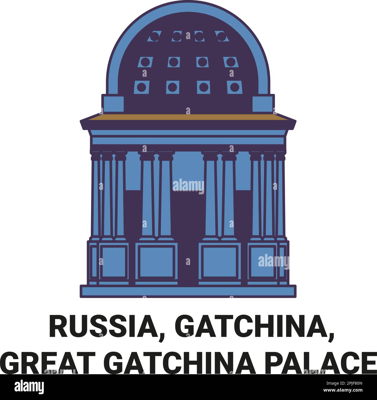 Russia, Gatchina, Great Gatchina Palace travel landmark vector ...