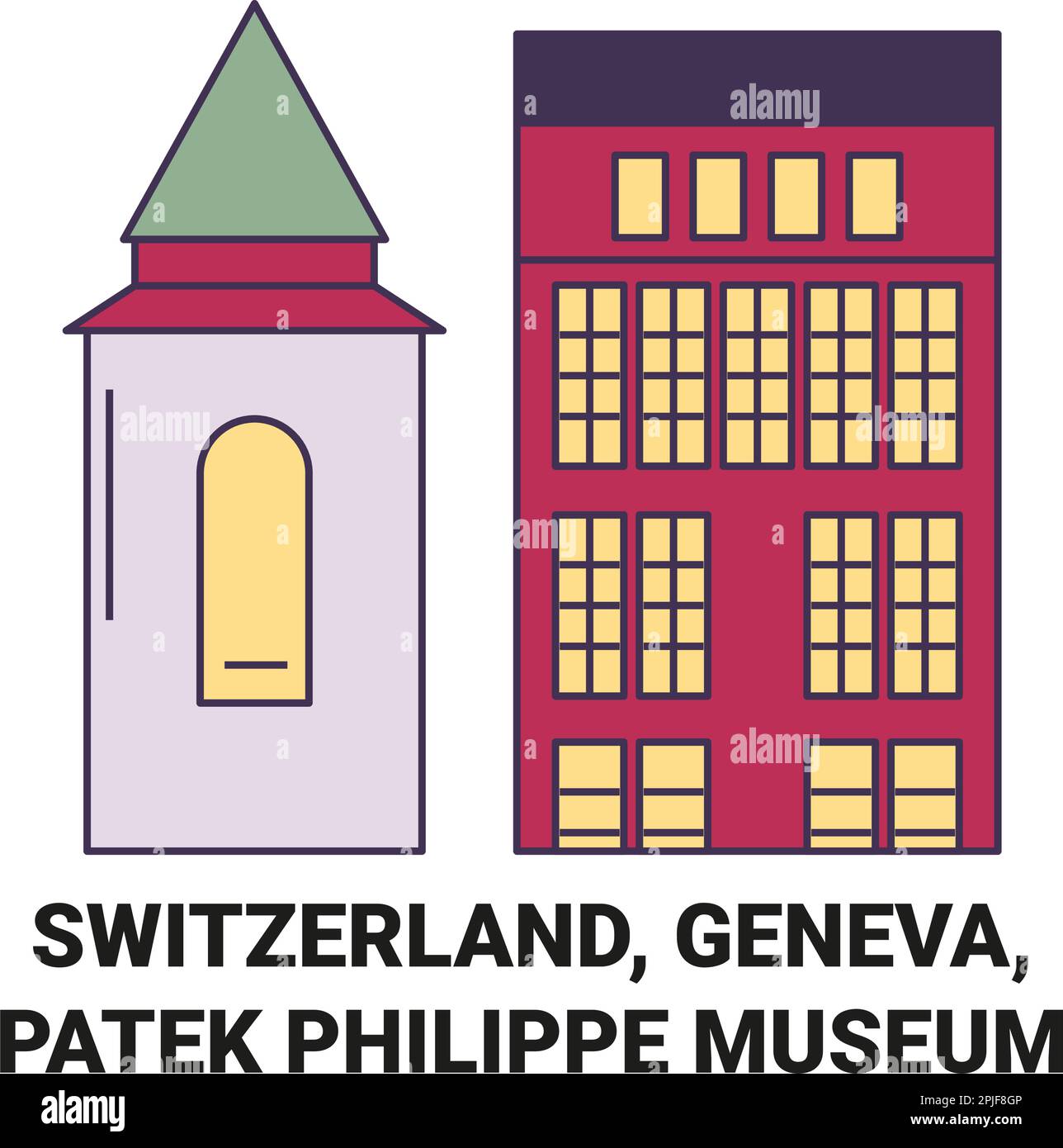 Switzerland, Geneva, Patek Philippe Museum travel landmark vector illustration Stock Vector
