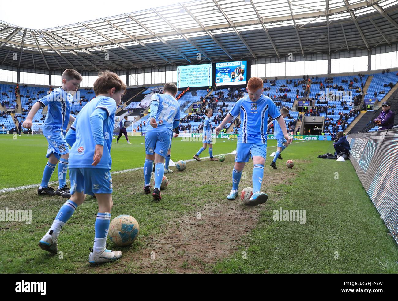 Coventry City match day mascots warm up ahead of the Sky Bet