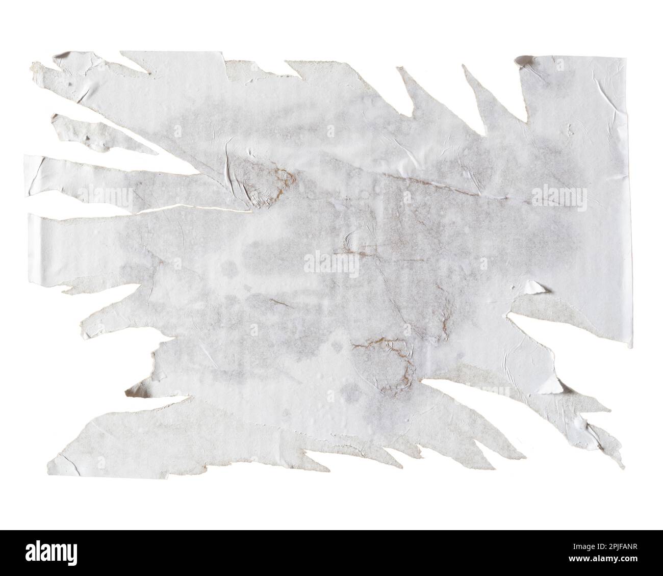 Torn white poster paper isolated on white background with clipping path Stock Photo
