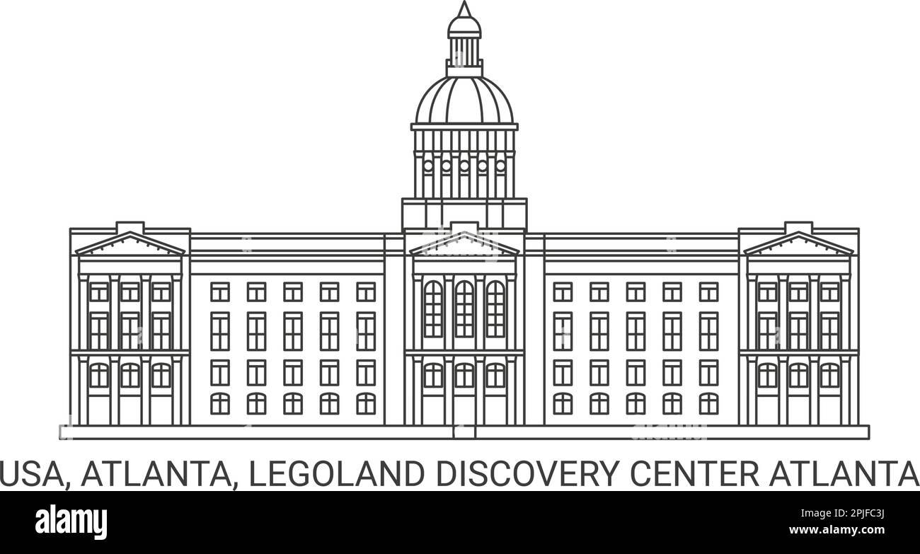 Usa, Atlanta, Legoland Discovery Center Atlanta, travel landmark vector illustration Stock Vector