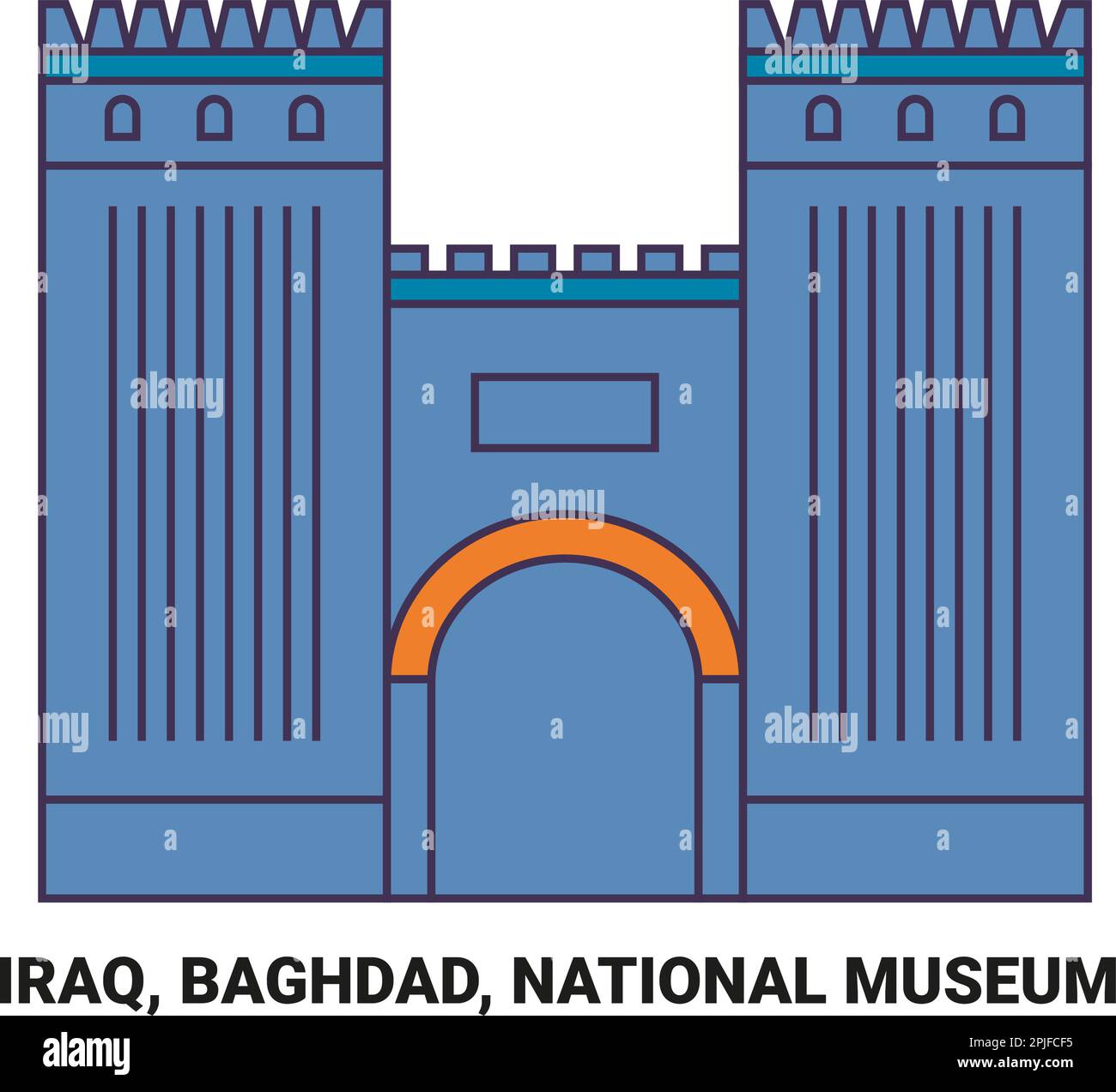 Iraq, Baghdad, National Museum travel landmark vector illustration Stock Vector