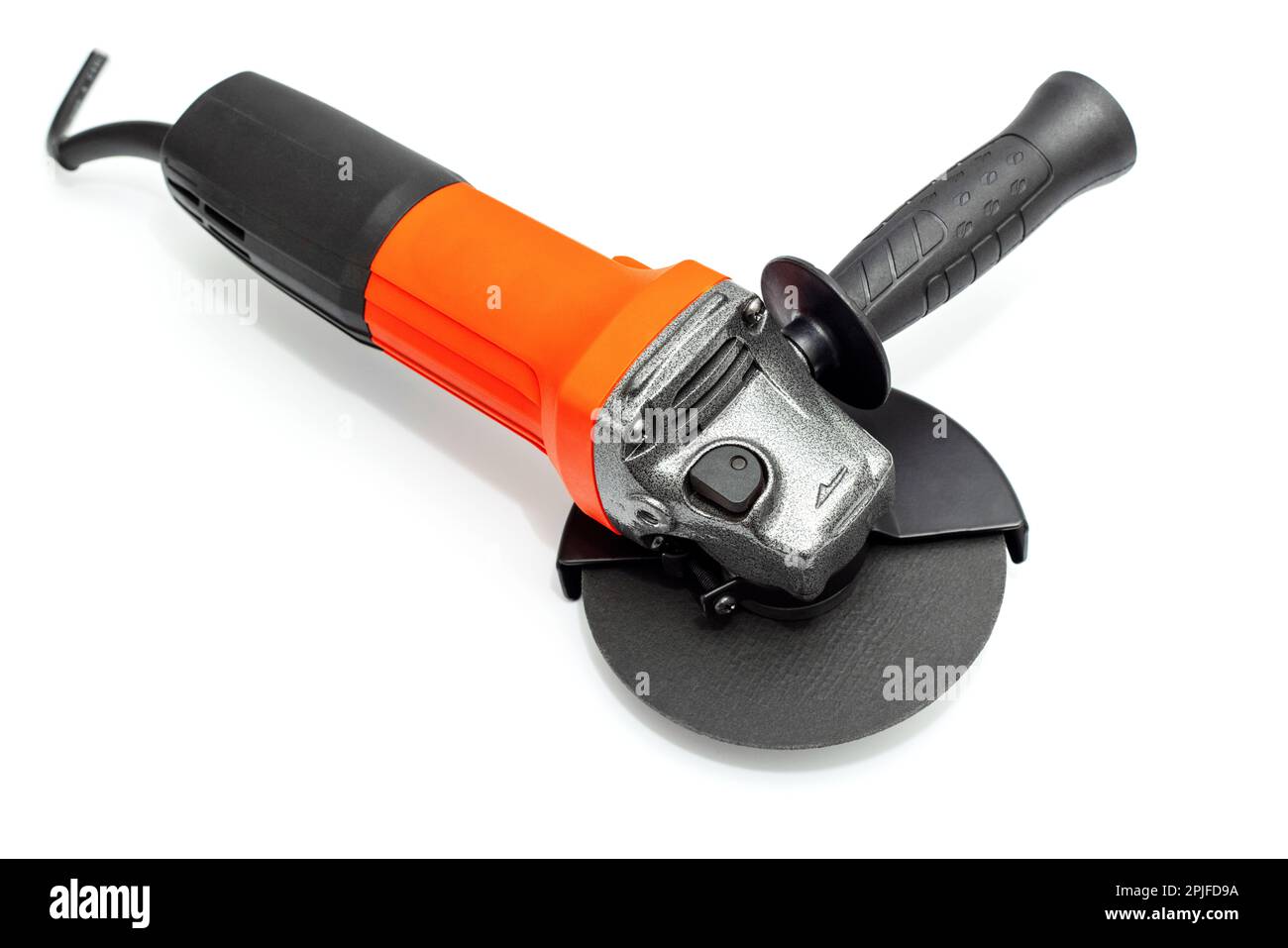 Angle grinder with abrasive disk isolated on a white background Stock