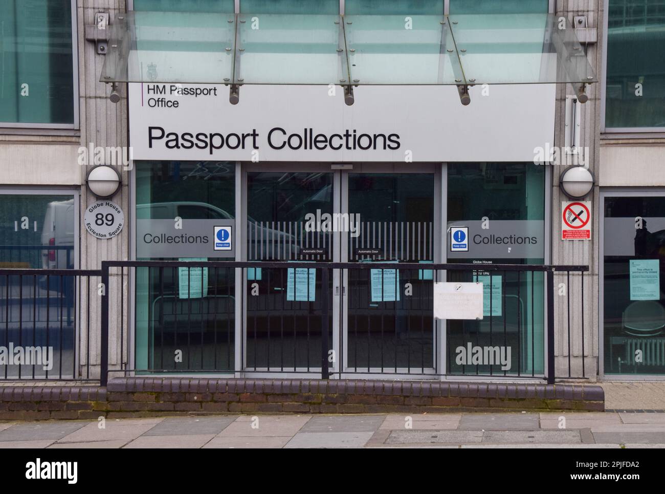 London, UK. 2nd April 2023. Previous HM Passport Office in Victoria, which is now closed