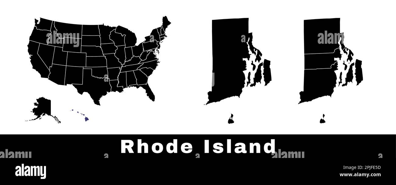 Rhode Island State Map USA Set Of Rhode Island Maps With Outline Rhode Island State Map Usa Set Of Rhode Island Maps With Outline Border Counties And Us States Map Black And White Color Vector Illustration 2PJFE5D