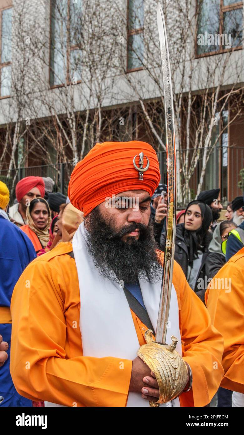 London, UK. 02nd Apr, 2023. Sikh Vaisakhi celebrates the birth of the