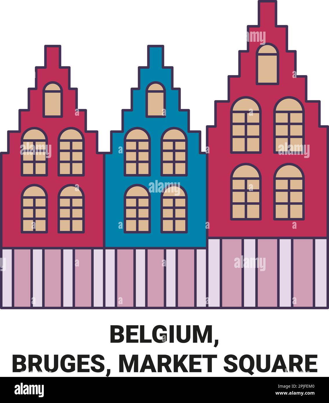 belgium-bruges-market-square-travel-landmark-vector-illustration