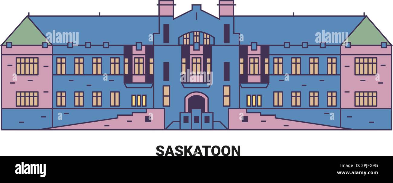 Canada, Saskatoon travel landmark vector illustration Stock Vector
