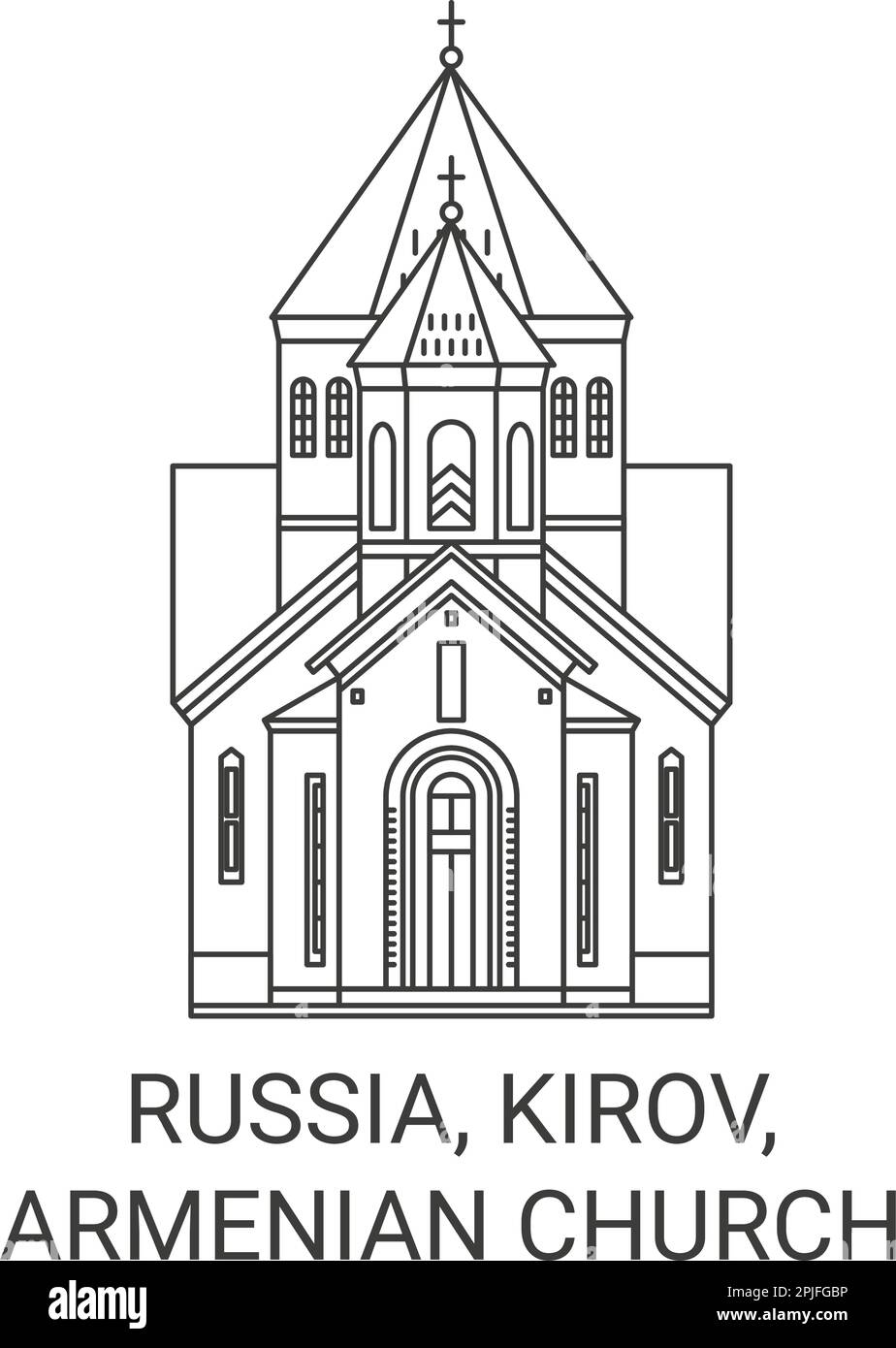 Russia, Kirov, Armenian Church travel landmark vector illustration Stock Vector