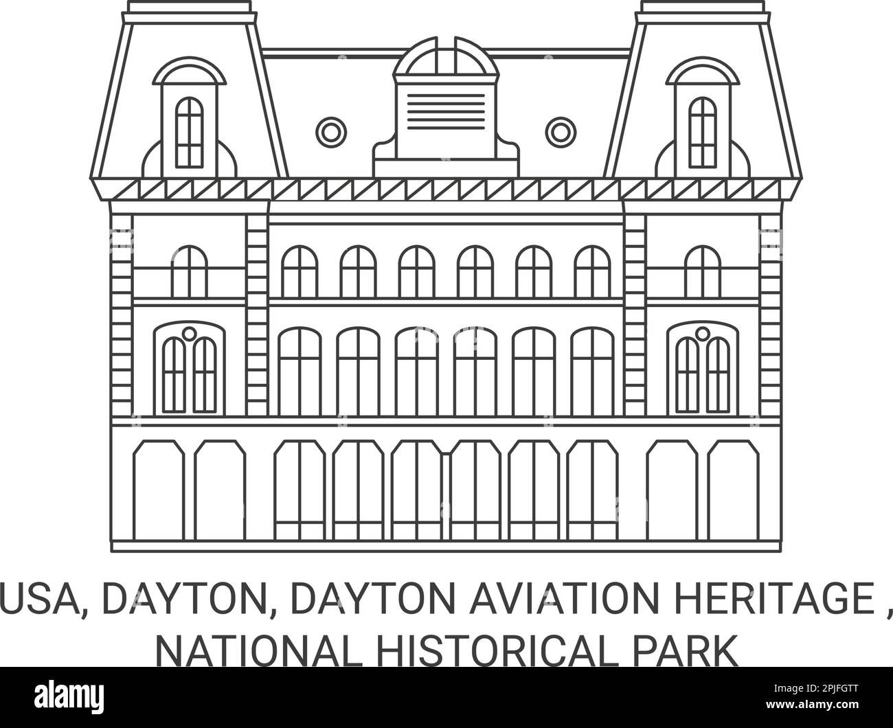 Usa, Dayton, Dayton Aviation Heritage , National Historical Park travel landmark vector illustration Stock Vector