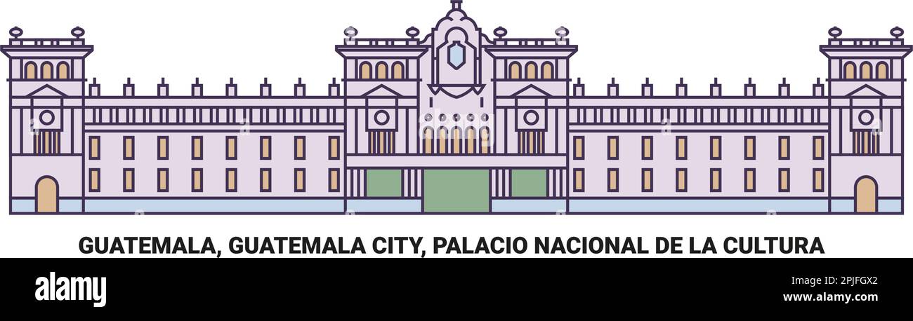 Guatemala, Guatemala City, Palacio Nacional De La Cultura travel landmark vector illustration Stock Vector