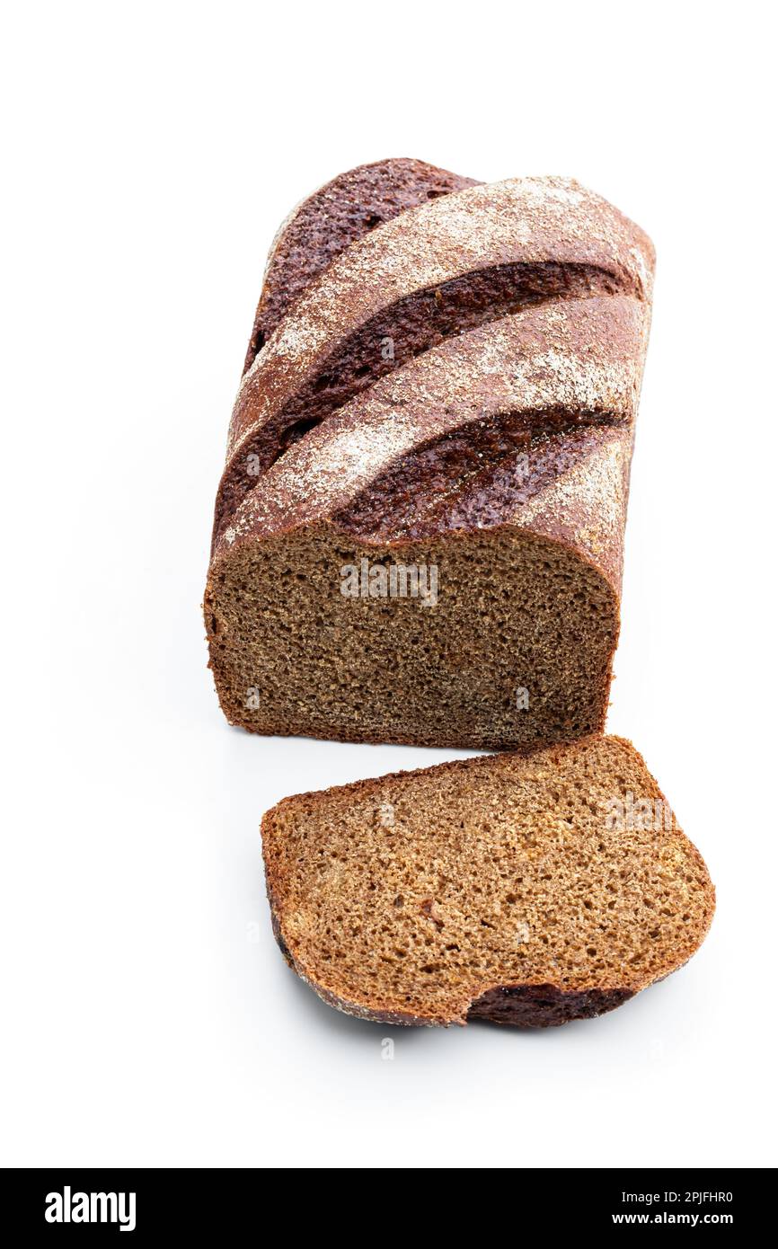 Homemade dark rye bread isolated on white background Stock Photo Alamy
