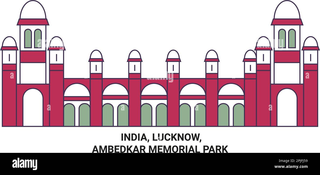 India, Lucknow, Ambedkar Memorial Park travel landmark vector illustration Stock Vector