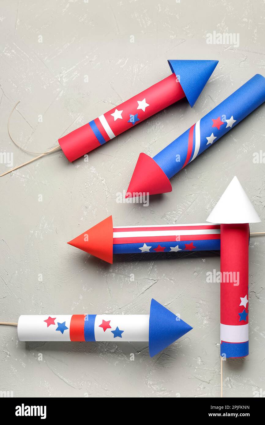 Firework rockets for Independence Day on grunge background Stock Photo ...
