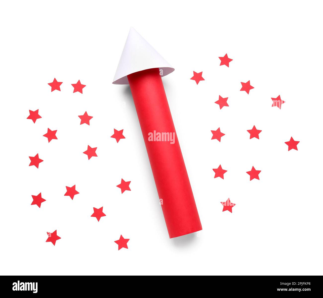 Firework rocket with stars for Independence Day on white background ...