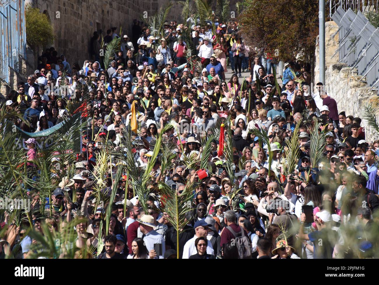 East Jerusalem, Israel. 12th Jan, 2014. Christians wave palm and olive ...