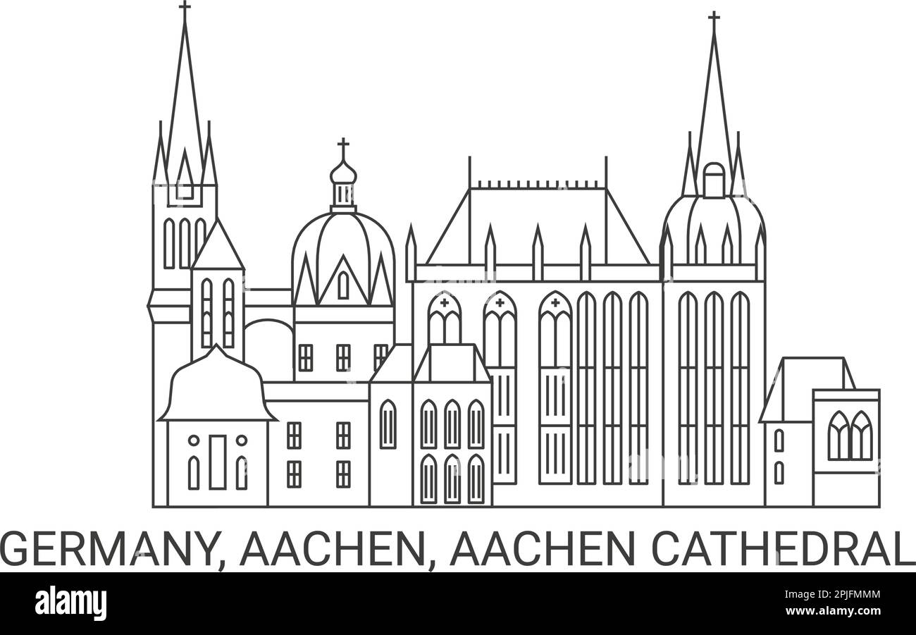 Germany, Aachen, Aachen Cathedral travel landmark vector illustration