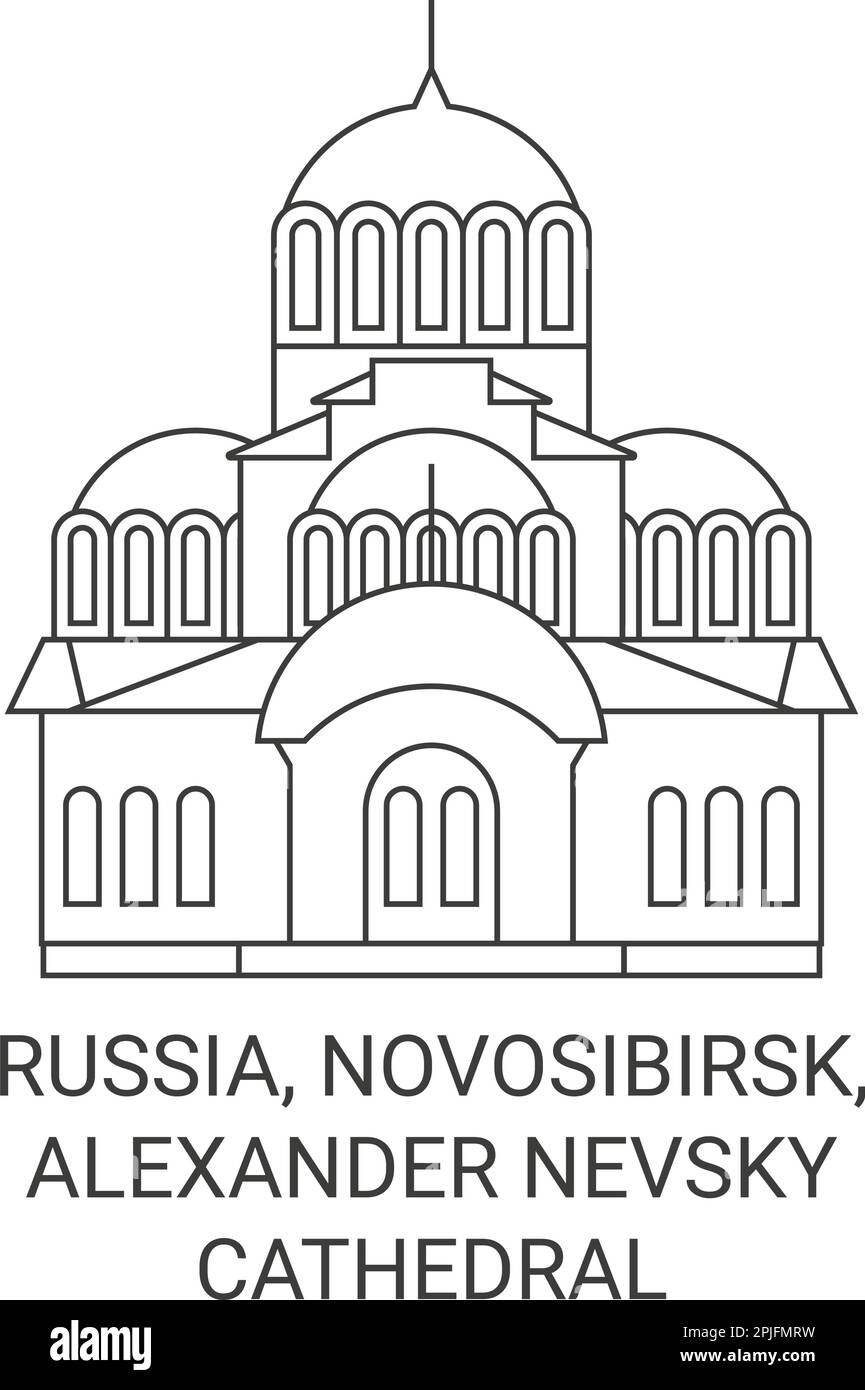 Russia, Novosibirsk, Alexander Nevsky Cathedral travel landmark vector ...