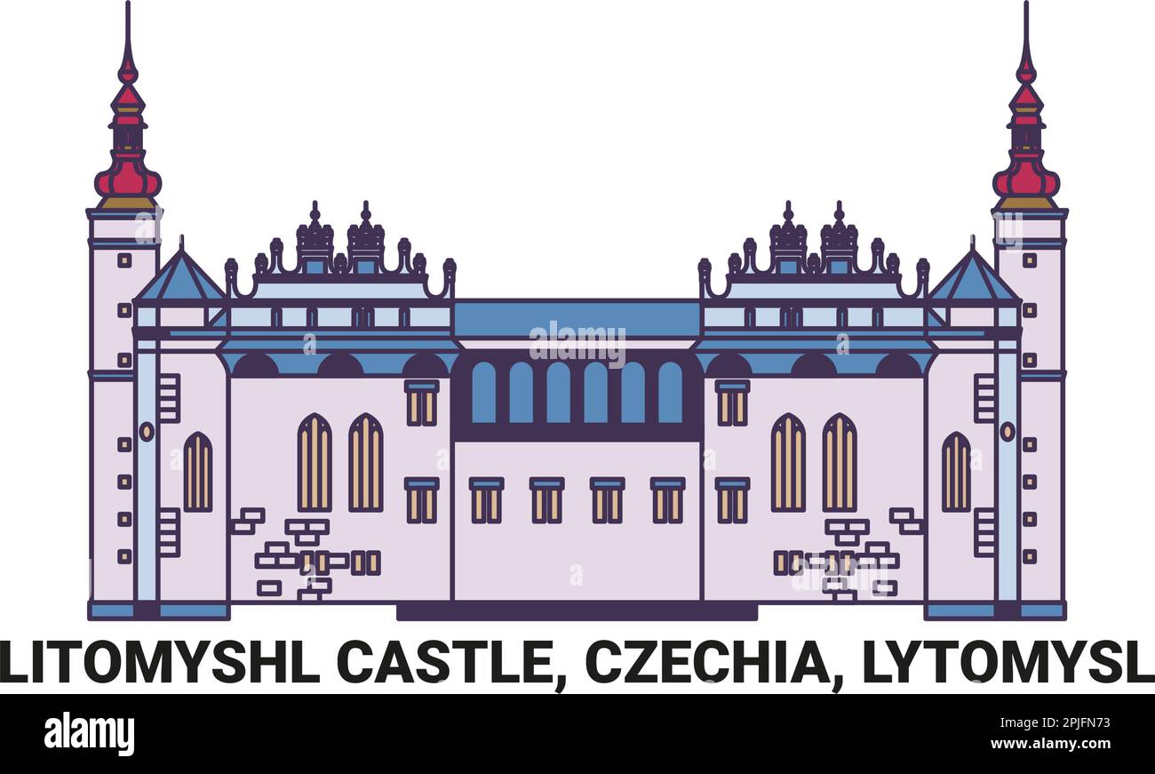 Czech Republic, Lytomysl, Litomyshl Castle travel landmark vector illustration Stock Vector