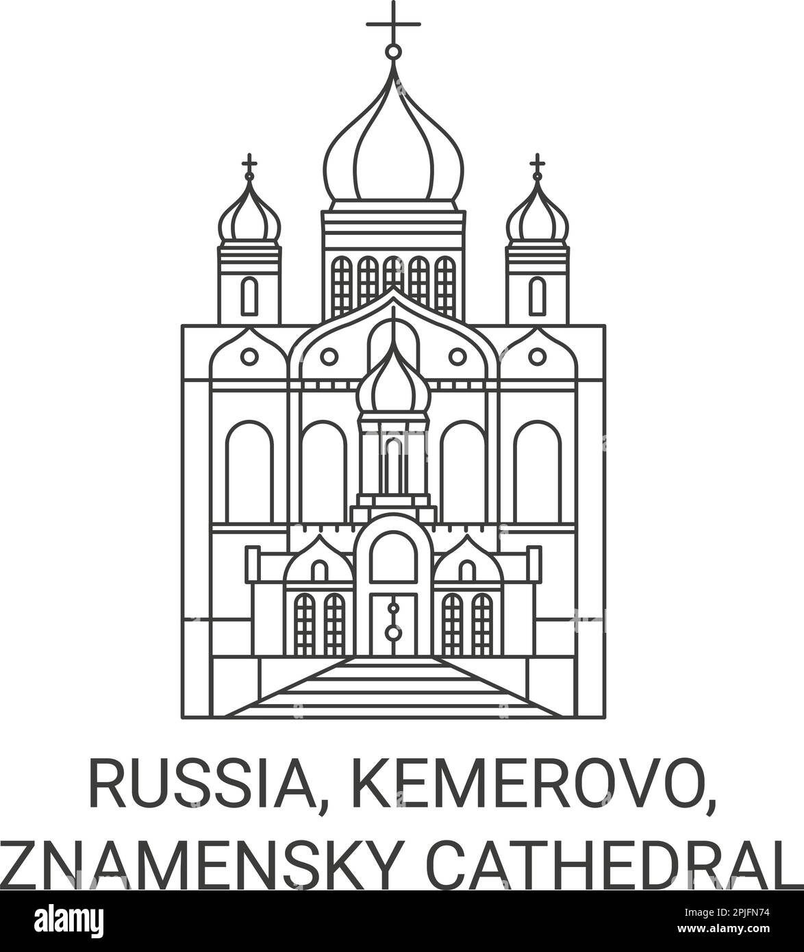 Russia, Kemerovo, Znamensky Cathedral travel landmark vector ...
