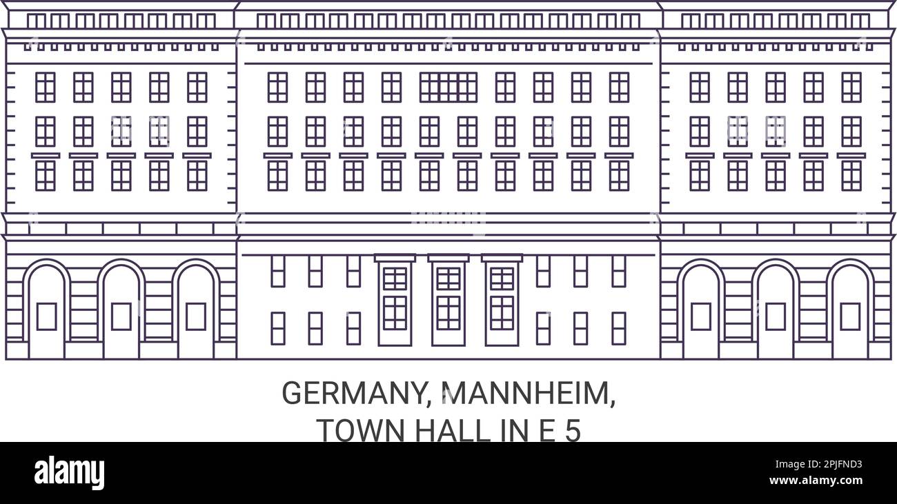 Germany, Mannheim, Town Hall In E travel landmark vector illustration Stock Vector