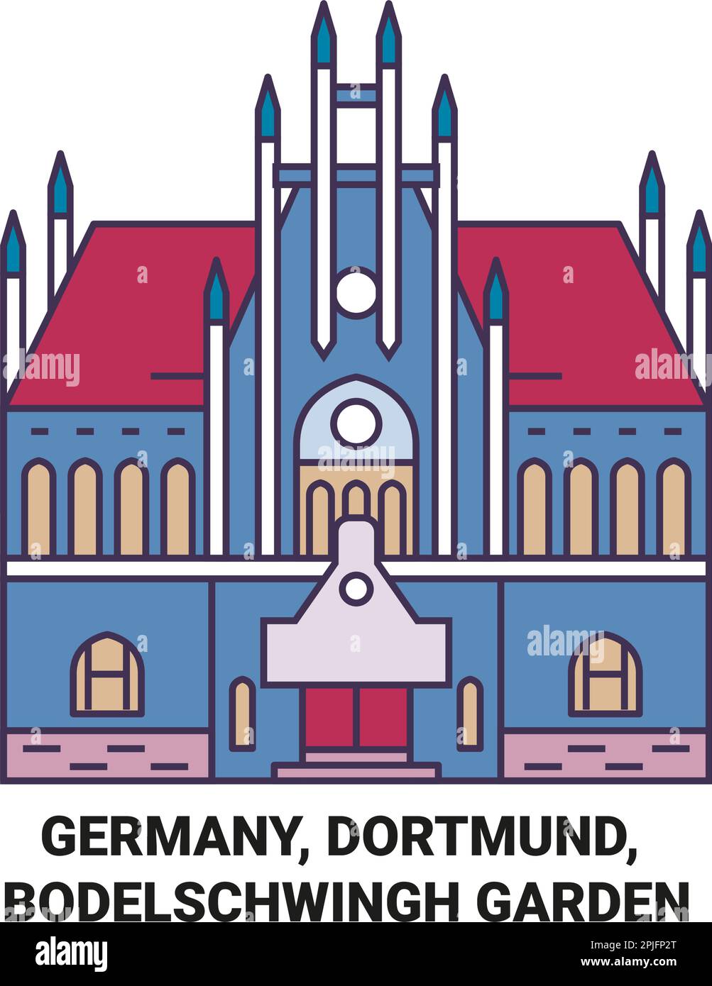 Germany, Dortmund, Bodelschwingh Garden travel landmark vector illustration Stock Vector