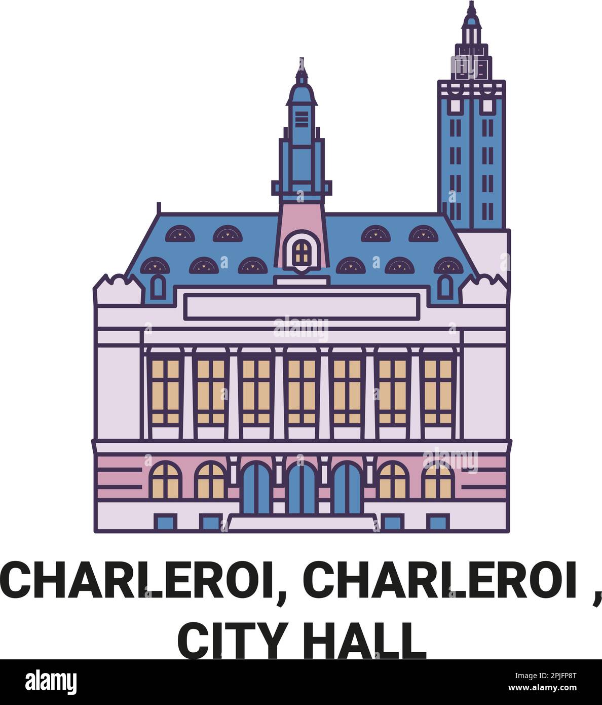 Canada, Charleroi, Charleroi , City Hall travel landmark vector illustration Stock Vector