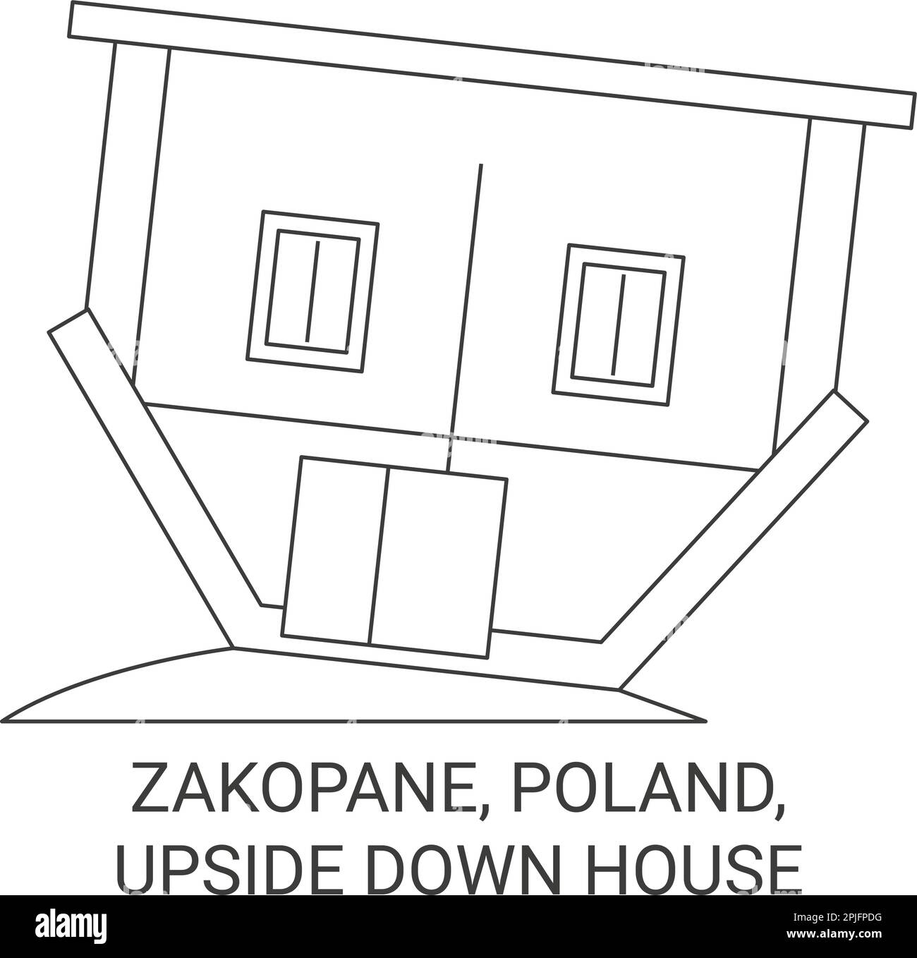 Poland, Zakopane, Upside Down House travel landmark vector illustration