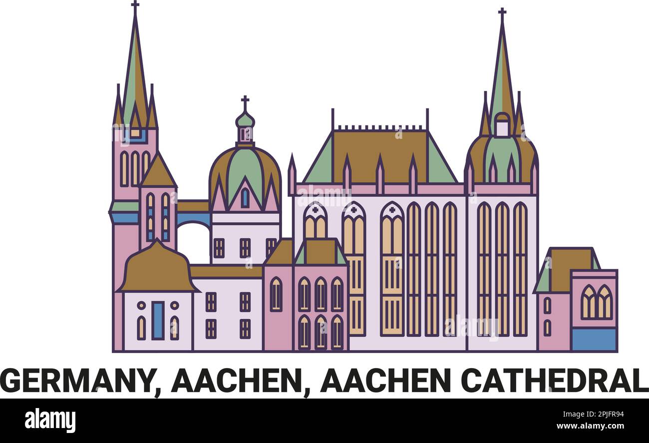 Germany, Aachen, Aachen Cathedral travel landmark vector illustration Stock Vector