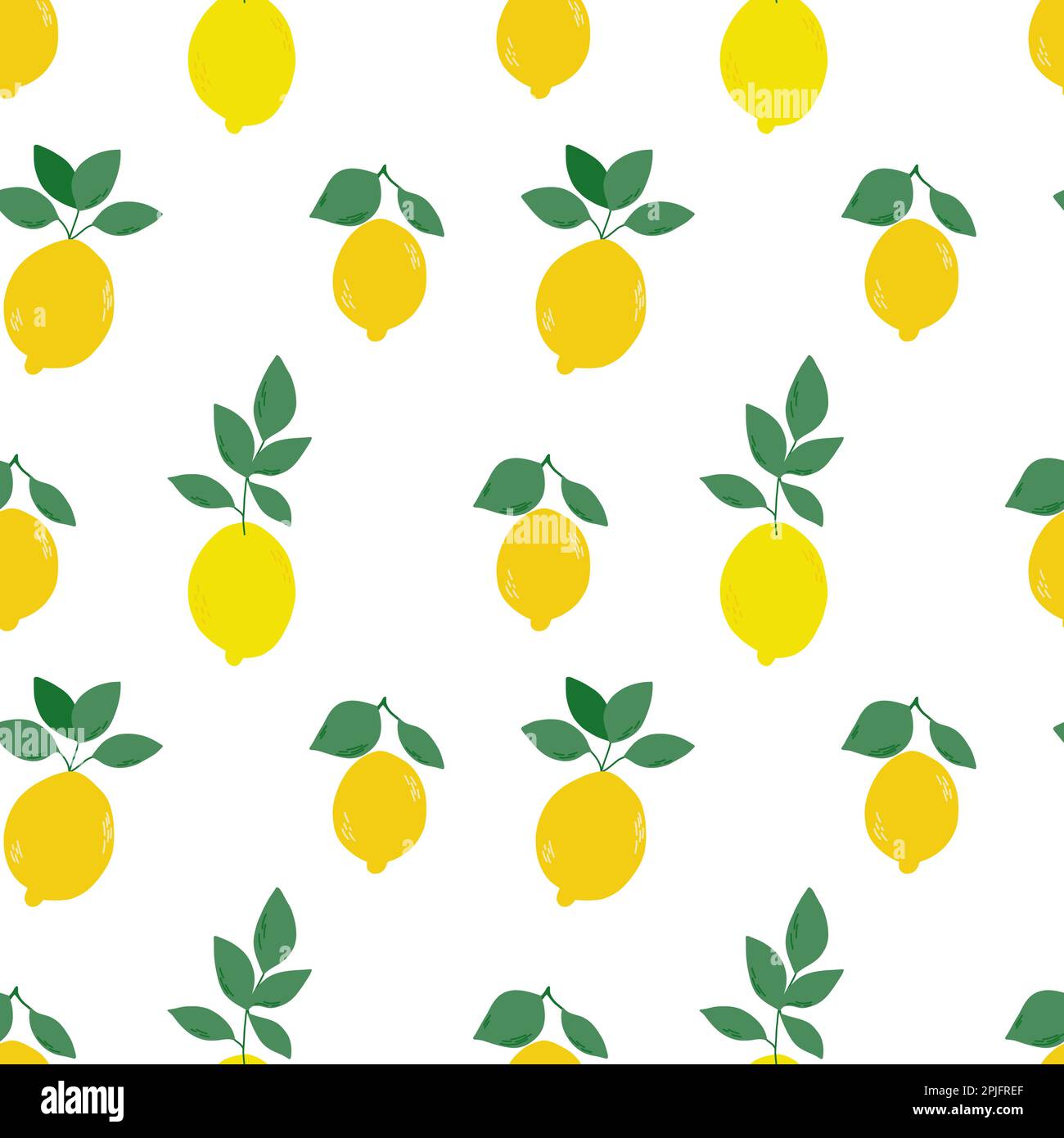 Bright lemons with leaves seamless pattern Stock Vector