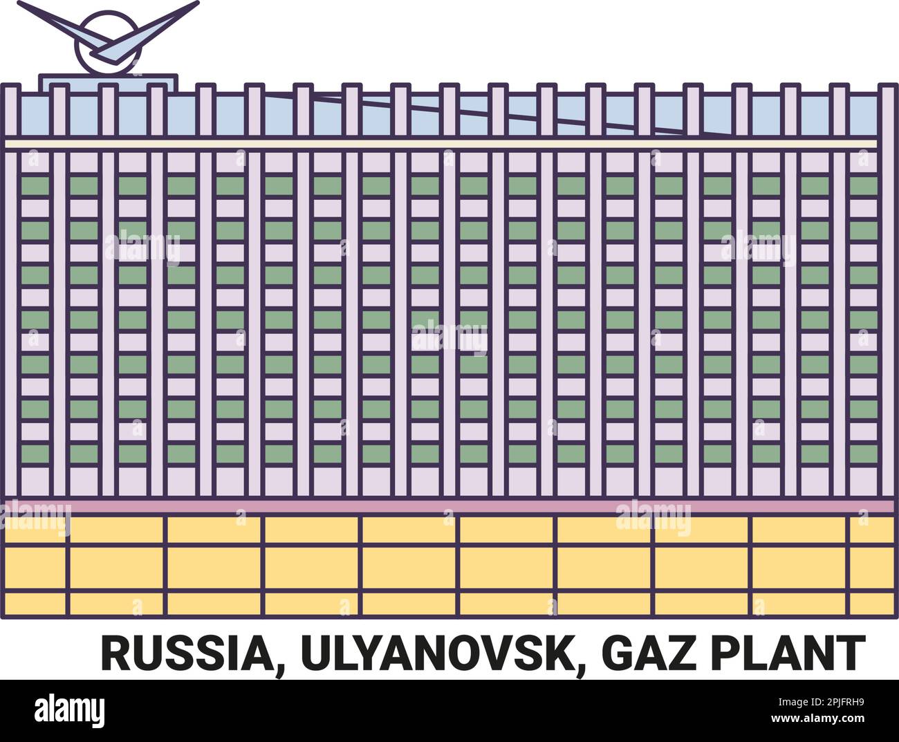 Russia, Ulyanovsk, Gaz Plant, travel landmark vector illustration Stock ...