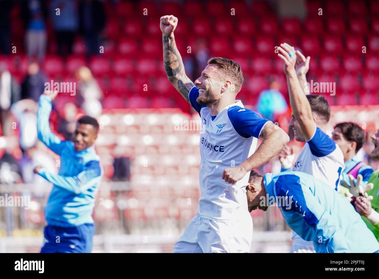 Ciro Immobile of SS Lazio celebrates after scoring goal 2-1 in 