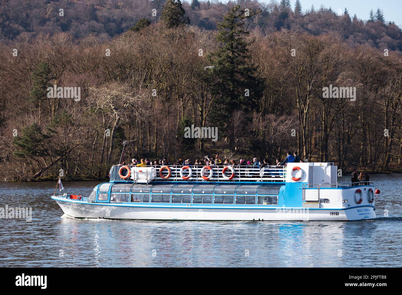2nd April  2023 .UK Weather  Lake Windermere  Sunny afternoon brings out boats of all sizes to make the most of the weather   Credit: Gordon Shoosmith/ Live News Stock Photo